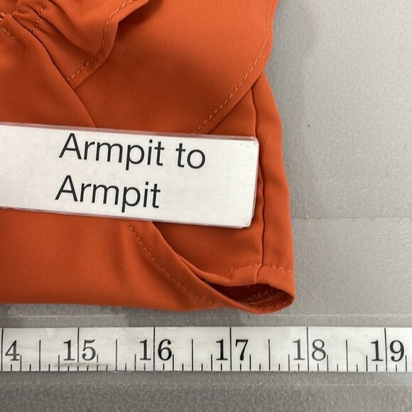 Mint Choco Just Right Rust Fit & Flare Dress Short Sleeve V-Neck Orange Size L - Picture 16 of 17